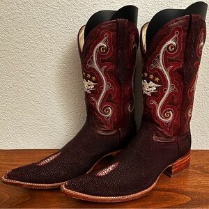 Burgundy Genuine Stingray Cowboy Boots El General